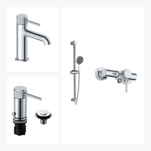 Juego De Griferia Lavatorio Bajo,Bidet Y Ducha Exterior CROMO
