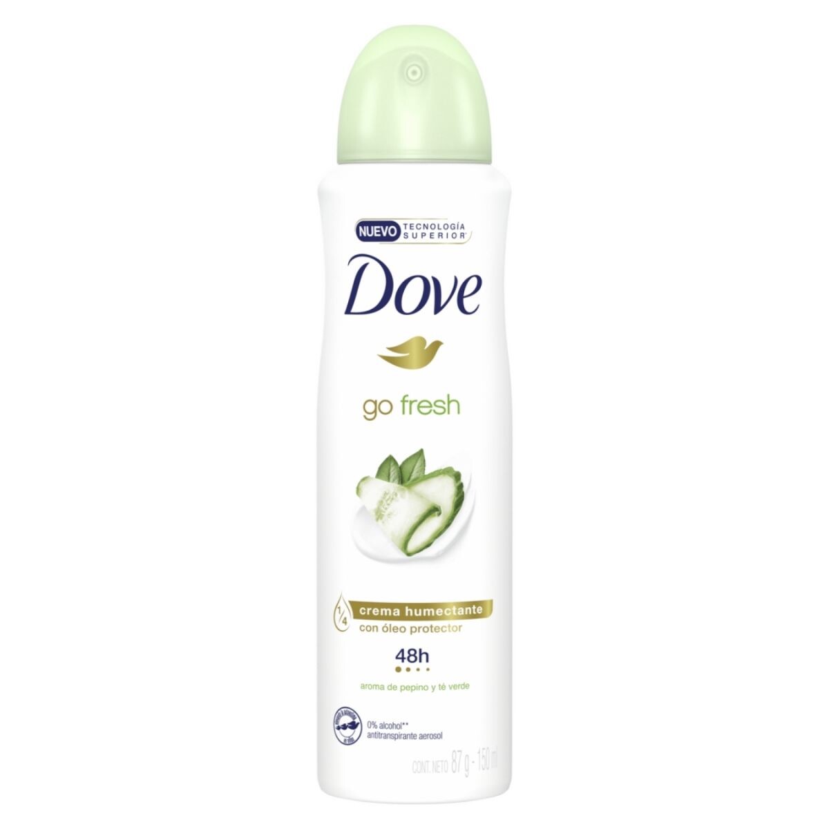 Desodorante Dove Aerosol Go Fresh - Pepino y Té Verde 150 ML 