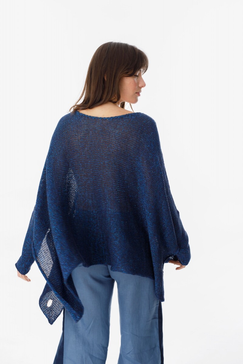 Poncho Misuna Lurex Azul