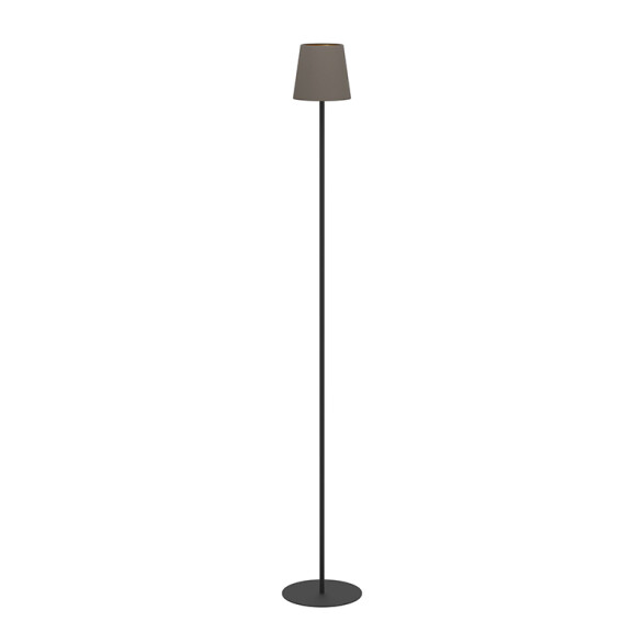 Lámpara de pie E14 acero negro y pant. tela marrón EG6074