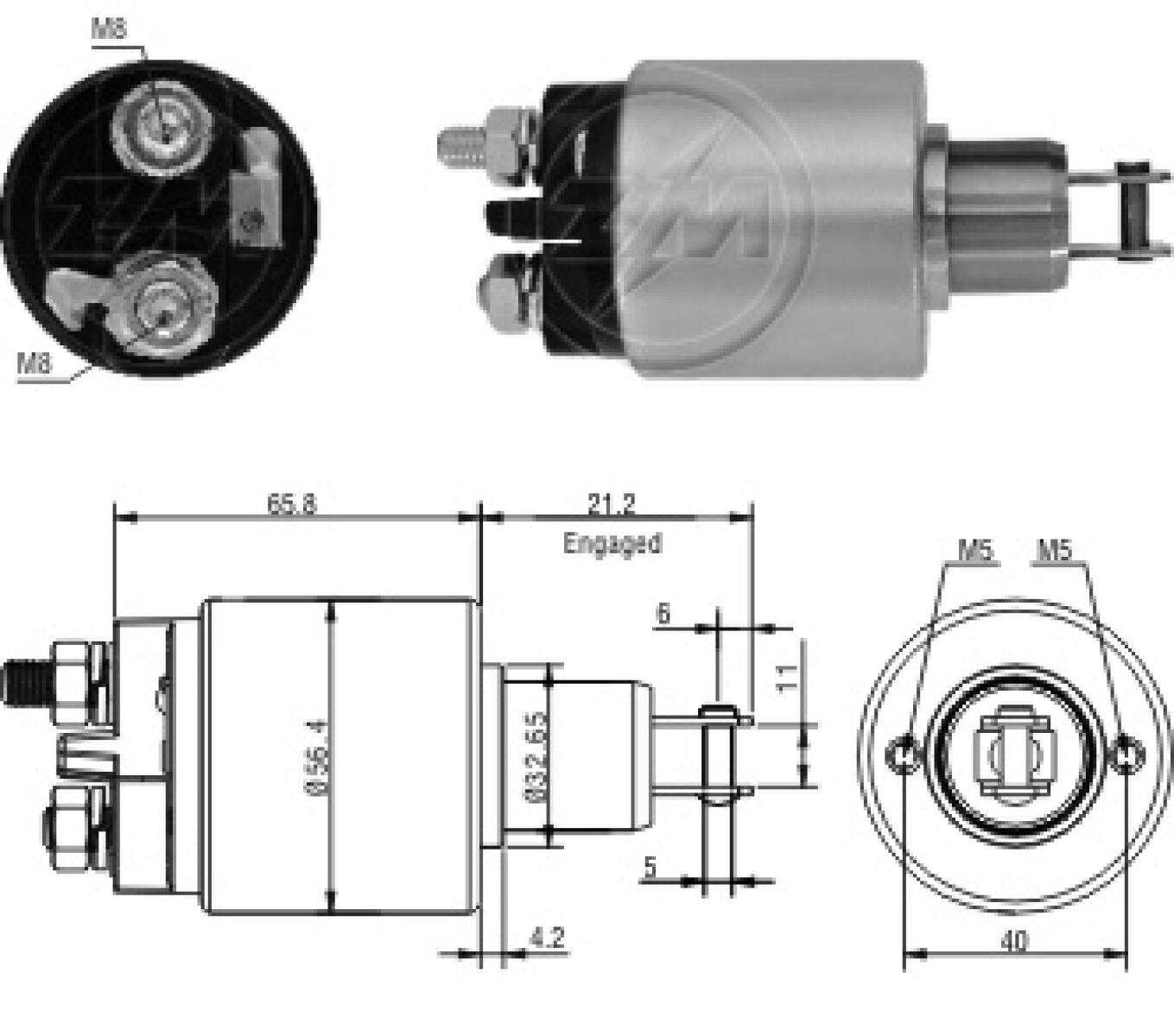 AUTOMATICO DE ARRANQUE - 12v BX-PEUG.205 405-RENAULT 18-LADA SAMARA CORTO ZM 