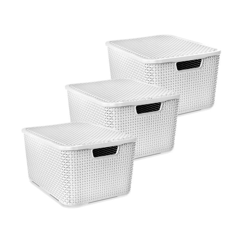 Set x3 Caja ratán 15 lts BLANCO