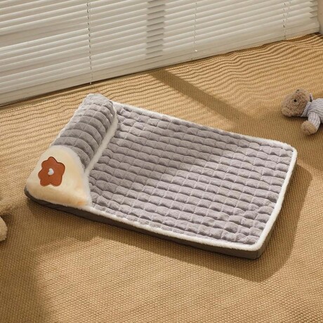 Cama Colchoneta con Almohada Pequeña de Felpa p/ Perro Gato Gris