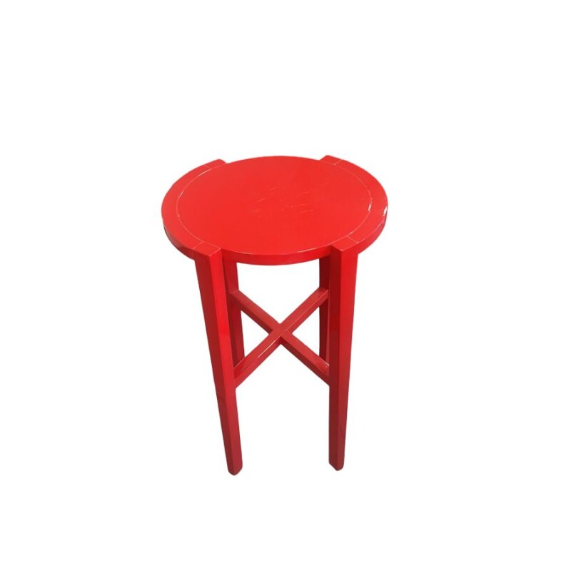 MESA LATERAL REDONDA LACA ROJA - PRODUCTO CON DETALLES - MESA LATERAL REDONDA LACA ROJA - PRODUCTO CON DETALLES -