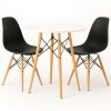 Juego de comedor Con Mesa Circular de 80cm + 2 Sillas Eames Negro