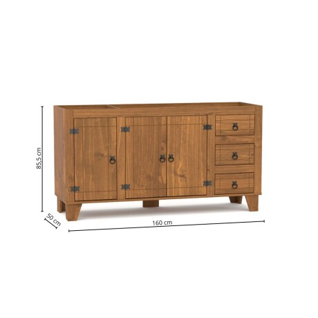 Bajo mesada 3 puertas 3 cajones Linea Naturale Roble