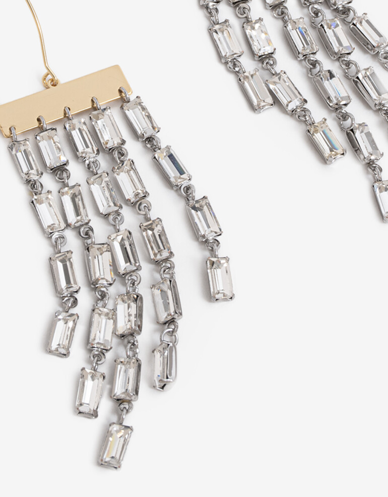 Aros Colgantes Largos Strass Aros Colgantes Largos, Statement Night - Dorado