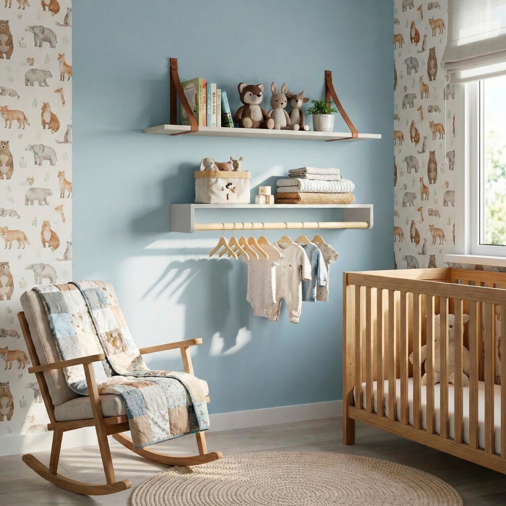 Estante Perchero Theo - infantil Pino Natural y MDF Arena