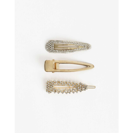 Set De Hebillas Con Strass Dorado