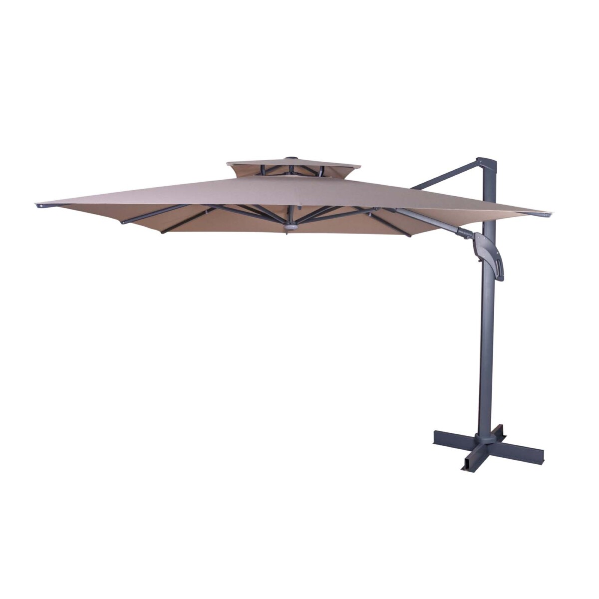 SOMBRILLA ALUMINIO 3*3M - ALUMINIO NATURAL-BEIGE MUMBAI LED 