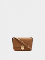 Bolso Bandolera Efecto Piel Con Solapa camel