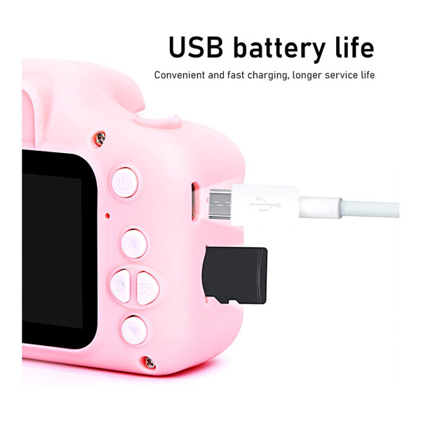 Cámara De Fotos Infantil Con Pantalla 2' Fácil De Usar Variante Color Rosa
