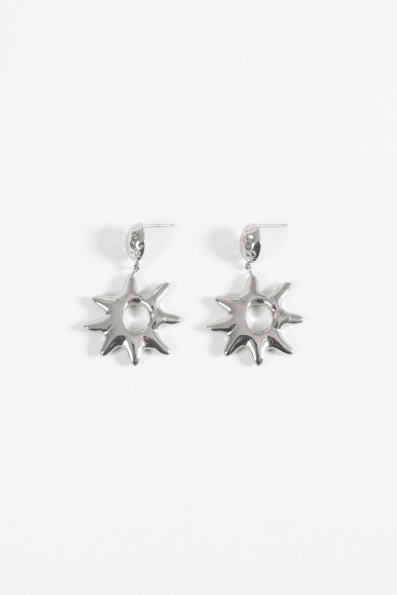 Aros acero con dije estrella plateado