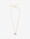 Cadena Corta con Dije Piedra Collar Con Dije Doble Corazón - Dorado