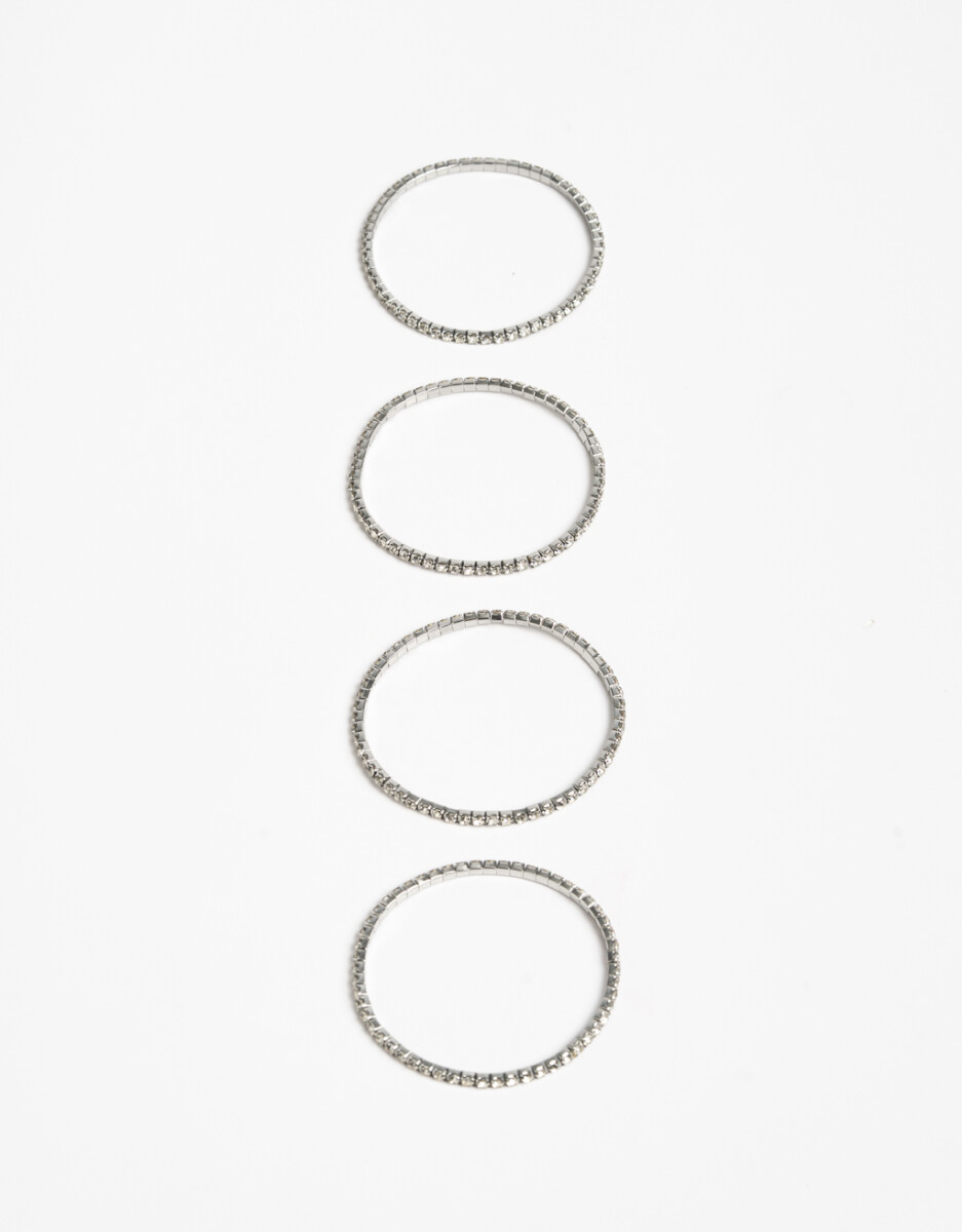 Set De Pulseras Elásticas Strass 