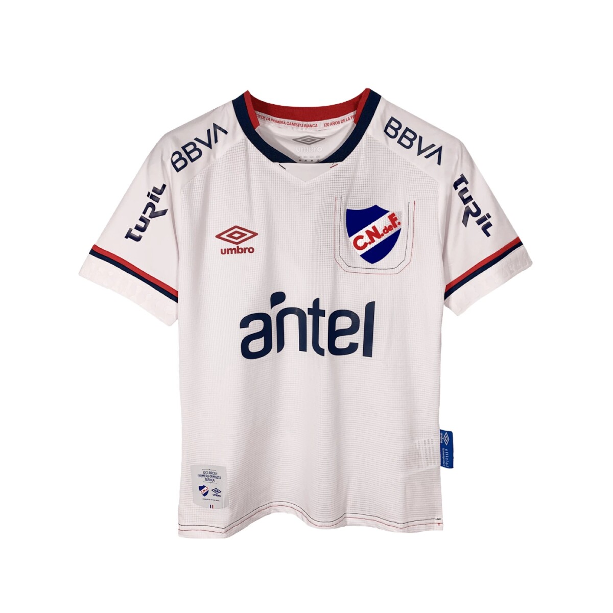 Camiseta Umbro Nacional Oficial 2022 Niño Blanca con Sponsor - S/C 