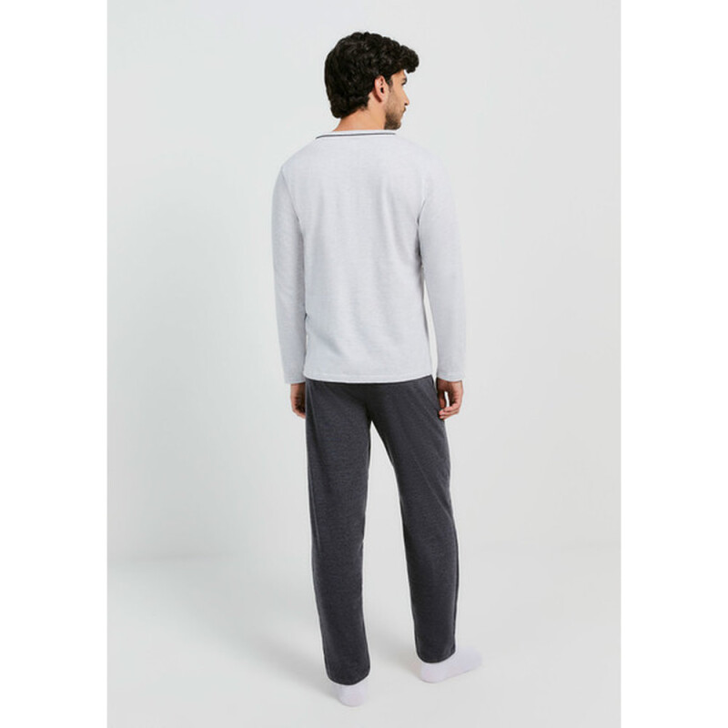 PIJAMA ML MASC CINZA
