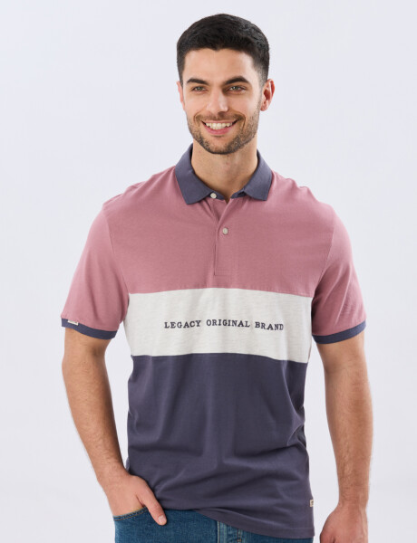 REMERA POLO RAYADA JERSEY Rosa