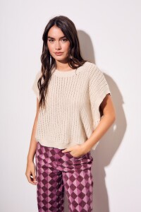 Chaleco Lurex Beige Melange