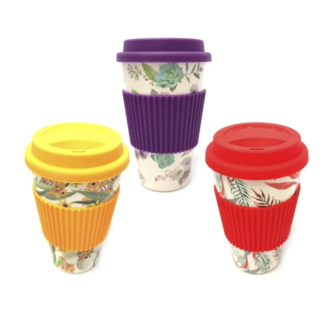 Vaso con Tapa con Fibra de Bambú U