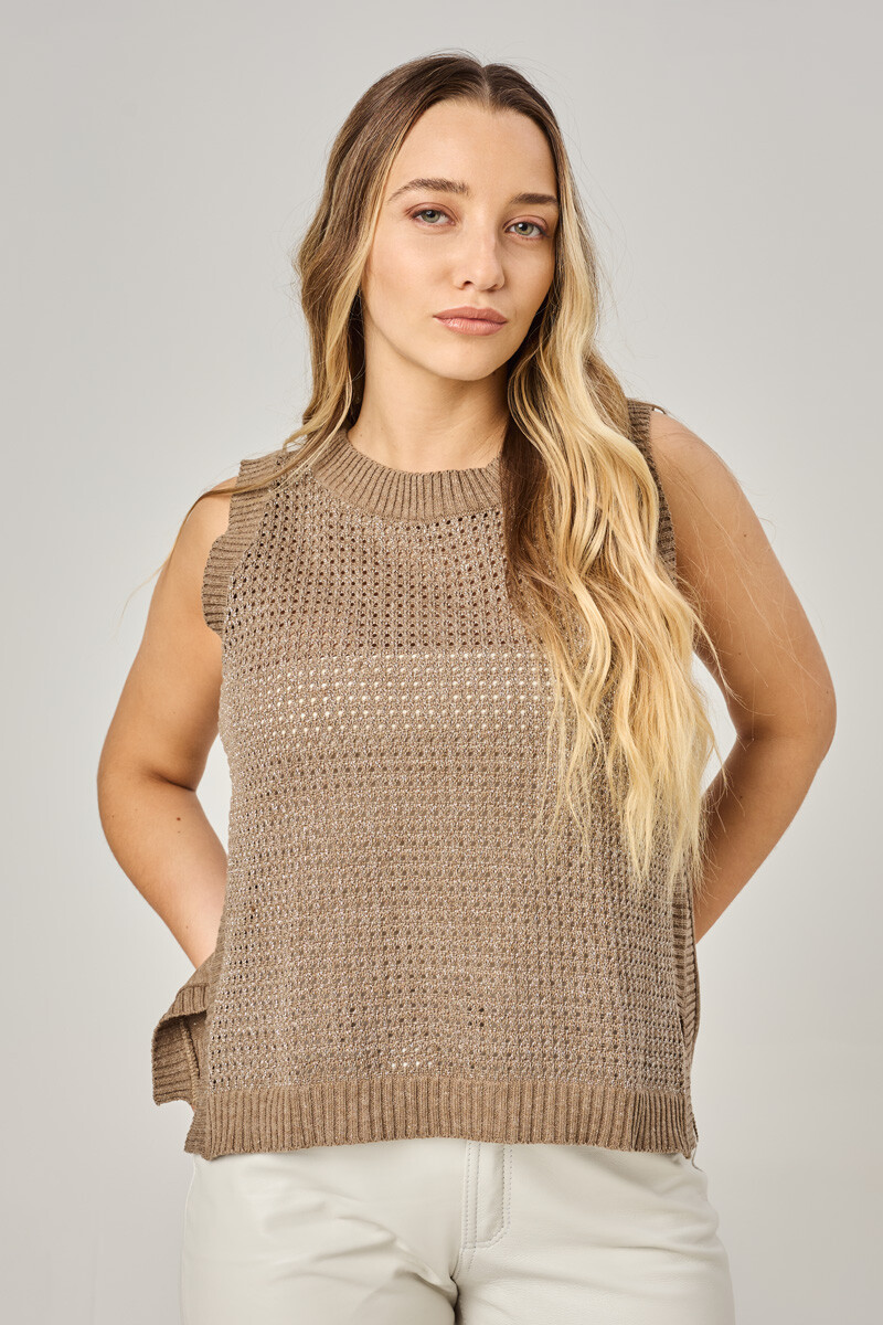 Chaleco cleo Taupe lurex