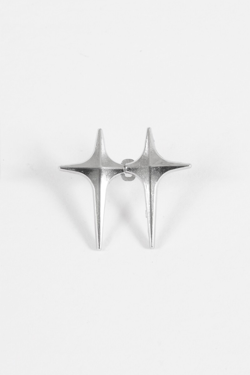 Prendedor doble estrellas plateado