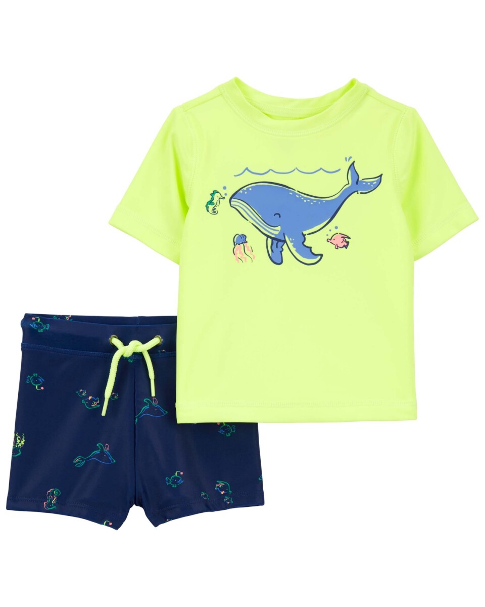 Traje de baño dos piezas con protección UPF 50+ diseño ballenas 