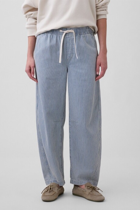 Jean Pull On Barrel Mujer Railroad Strp Indigo