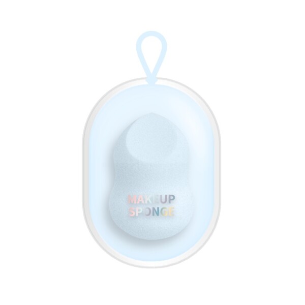 Esponja de maquillaje con estuche celeste