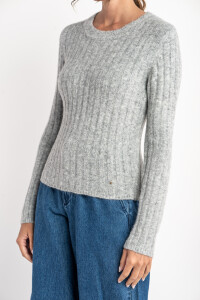 Sweater Grueso Acanalado Gris