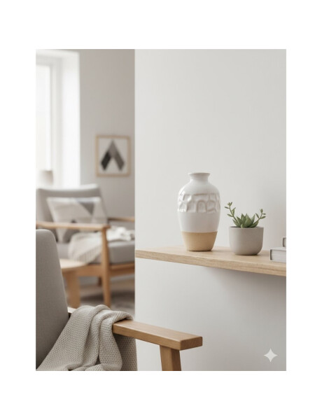 FLORERO JARRON 8.5x8.5x14.5CM CERAMICA BLANCO/NATURAL FLORERO JARRON 8.5x8.5x14.5CM CERAMICA BLANCO/NATURAL