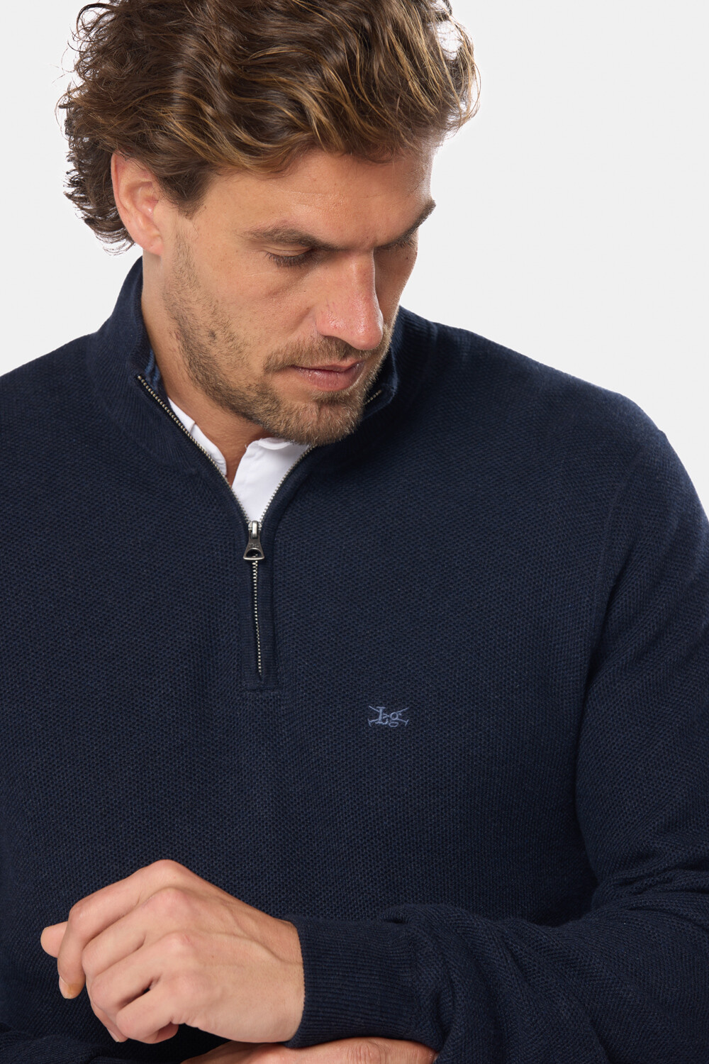 BUZO TEXTURADO MEDIO CIERRE Azul