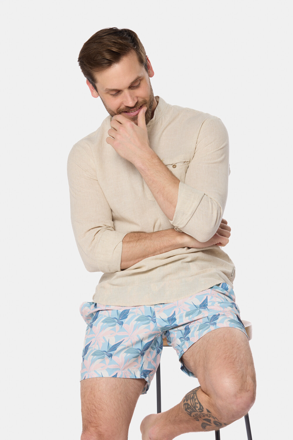 SHORT DE BAÑO ESTAMPADO Celeste