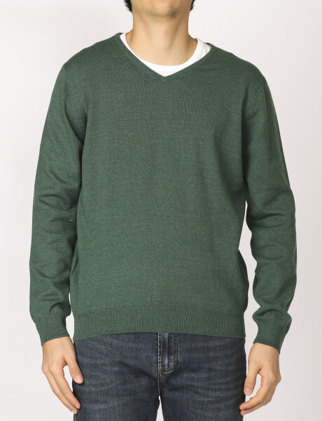 Sweater V Harrington Label Verde Melange