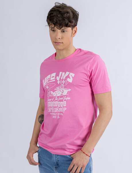 Camiseta en algodón estampada UFO Speedway rosada 2XL