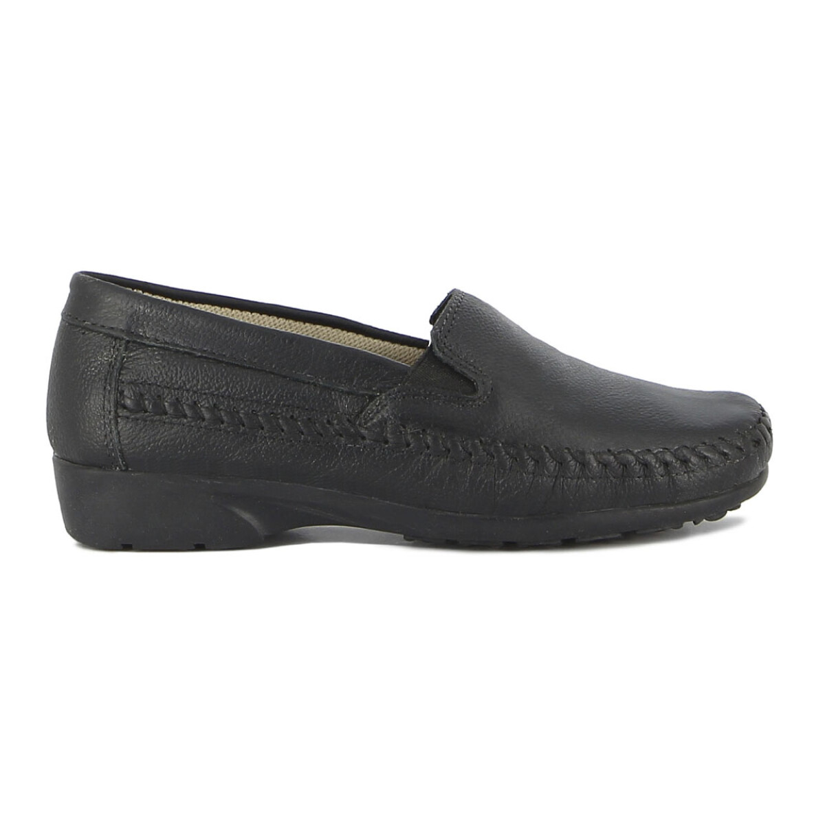 Mocasin Country de mujer con elastico graneado suela oscura - Negro 