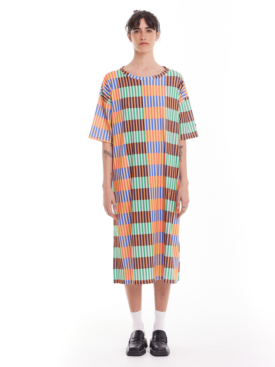 Vestido Pad Print - Stripes Multi 