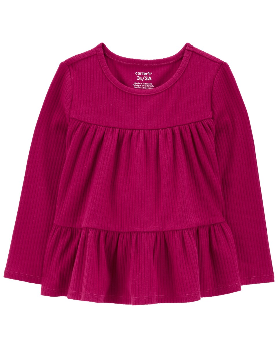 Blusa de algodón, escalonada, roja 