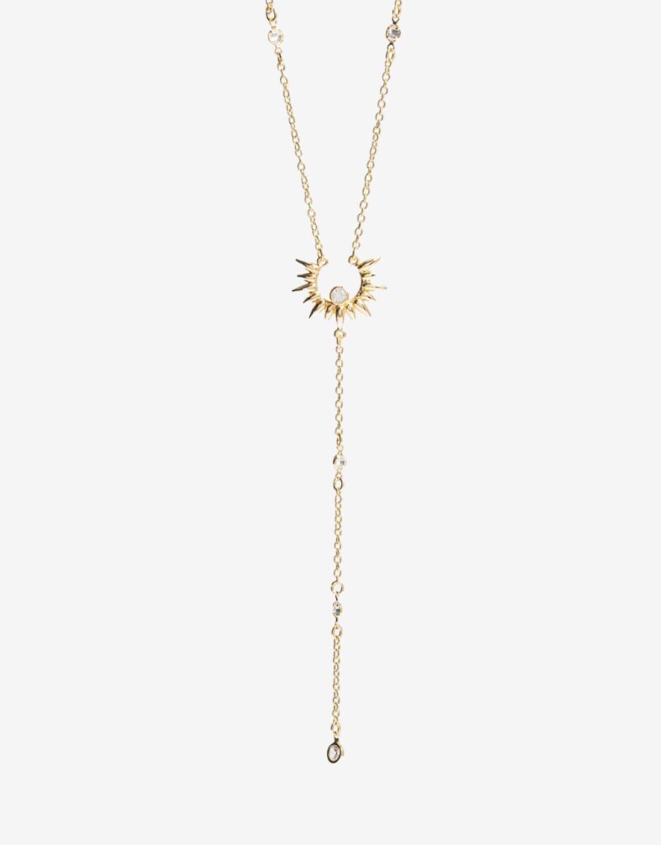 Collar Largo En Y Con Cubic - Dorado 