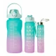Pack De 3 Botellas De Agua Motivacional Gym Turquesa