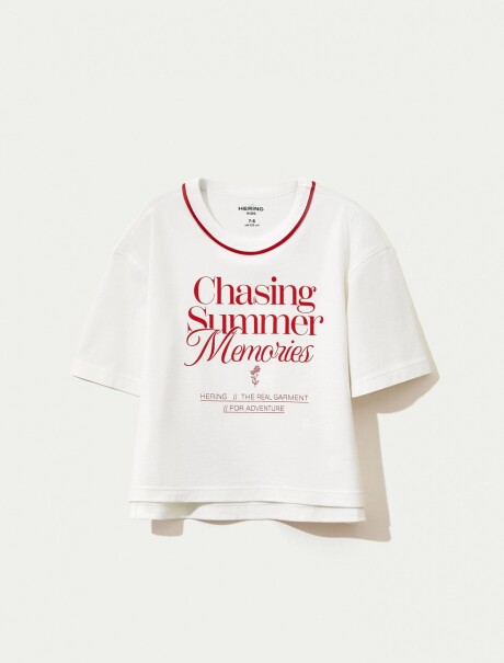 CAMISETA INFANTIL OVERSIZED CON ESTAMPA BLANCO