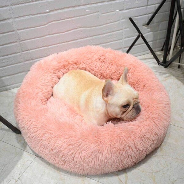 Cucha 80cm Cama Colchon Puff Plush Mascota Antiestress Color Variante Rosa