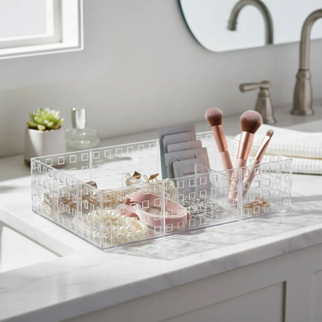 Caja Organizadora Apilable Quadratta Símil Cristal 32x23x8Cm Transparente