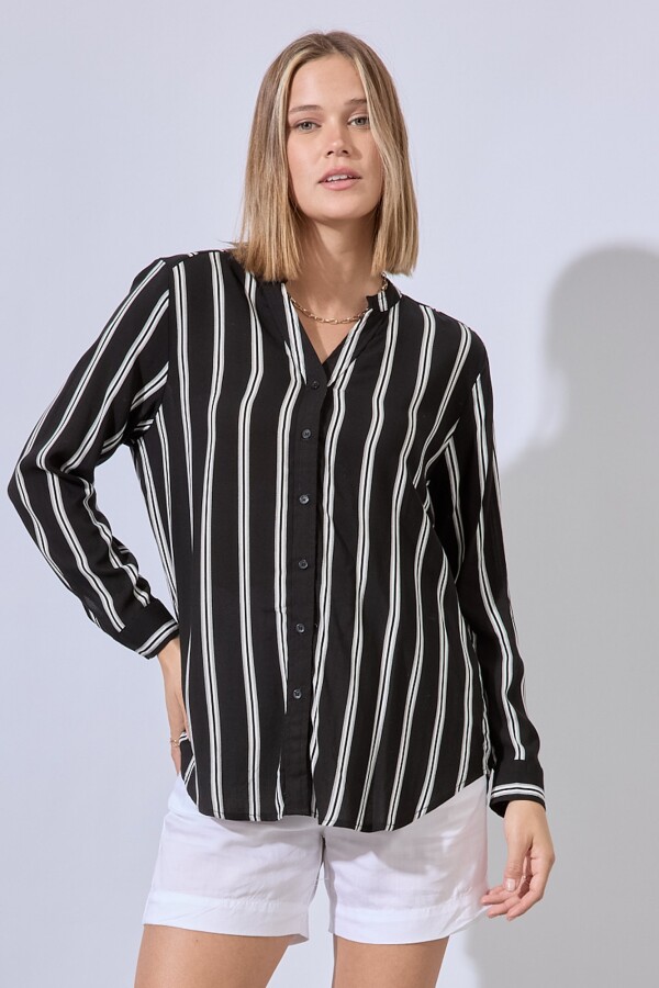 Camisa Lineas NEGRO/BLANCO