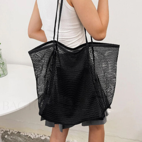 Bolso Calado Para Playa Con Bolsillo Negro