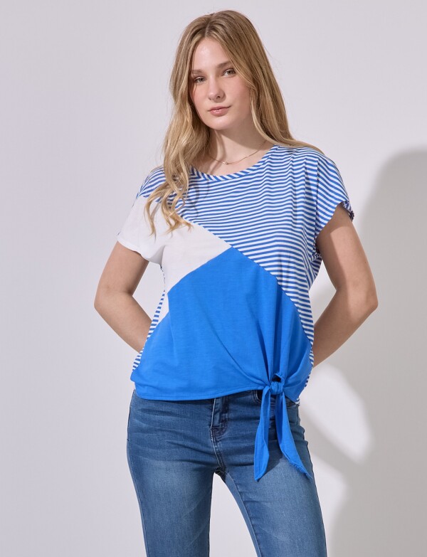 Remera Lineas AZUL/BLANCO