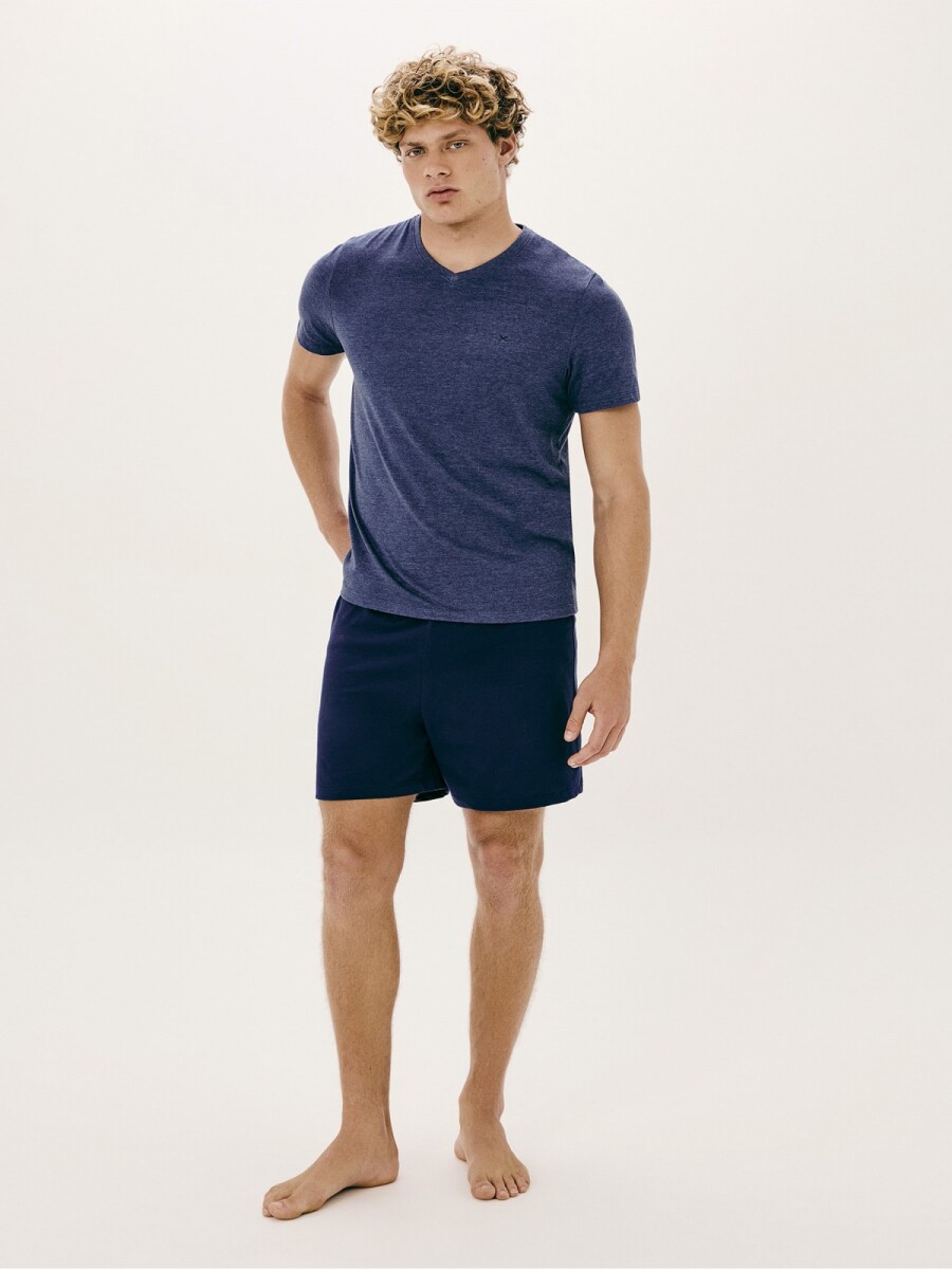 PIJAMA CON BORDADO - AZUL 