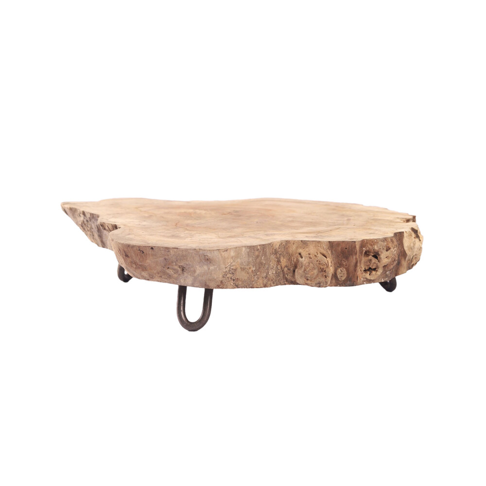 BANDEJA 3 PATAS DE HIERRO MADERA NATURAL-BEIGE SLICE