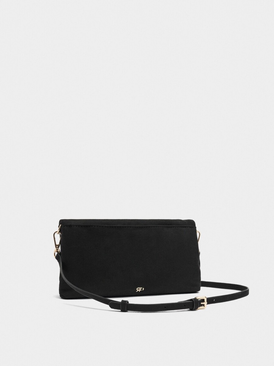 Bolso Bandolera Efecto Piel Con Solapa negro