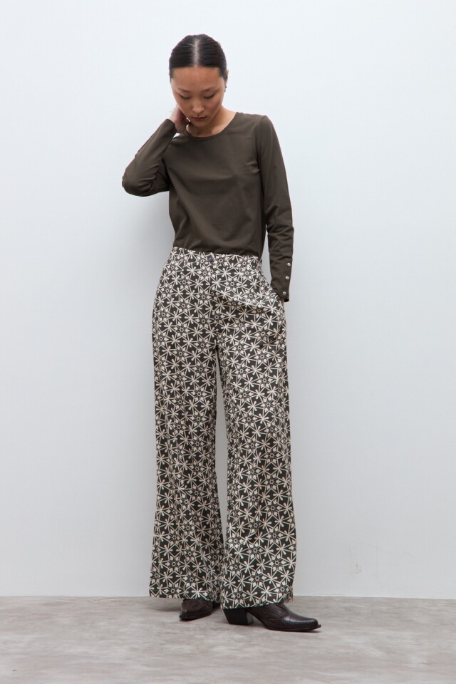 Pantalón estampado Jade verde oliva